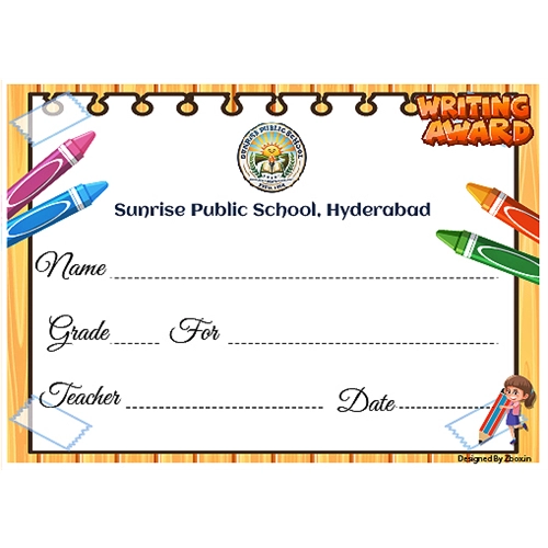 School Writing Award 5 x 7 Inches